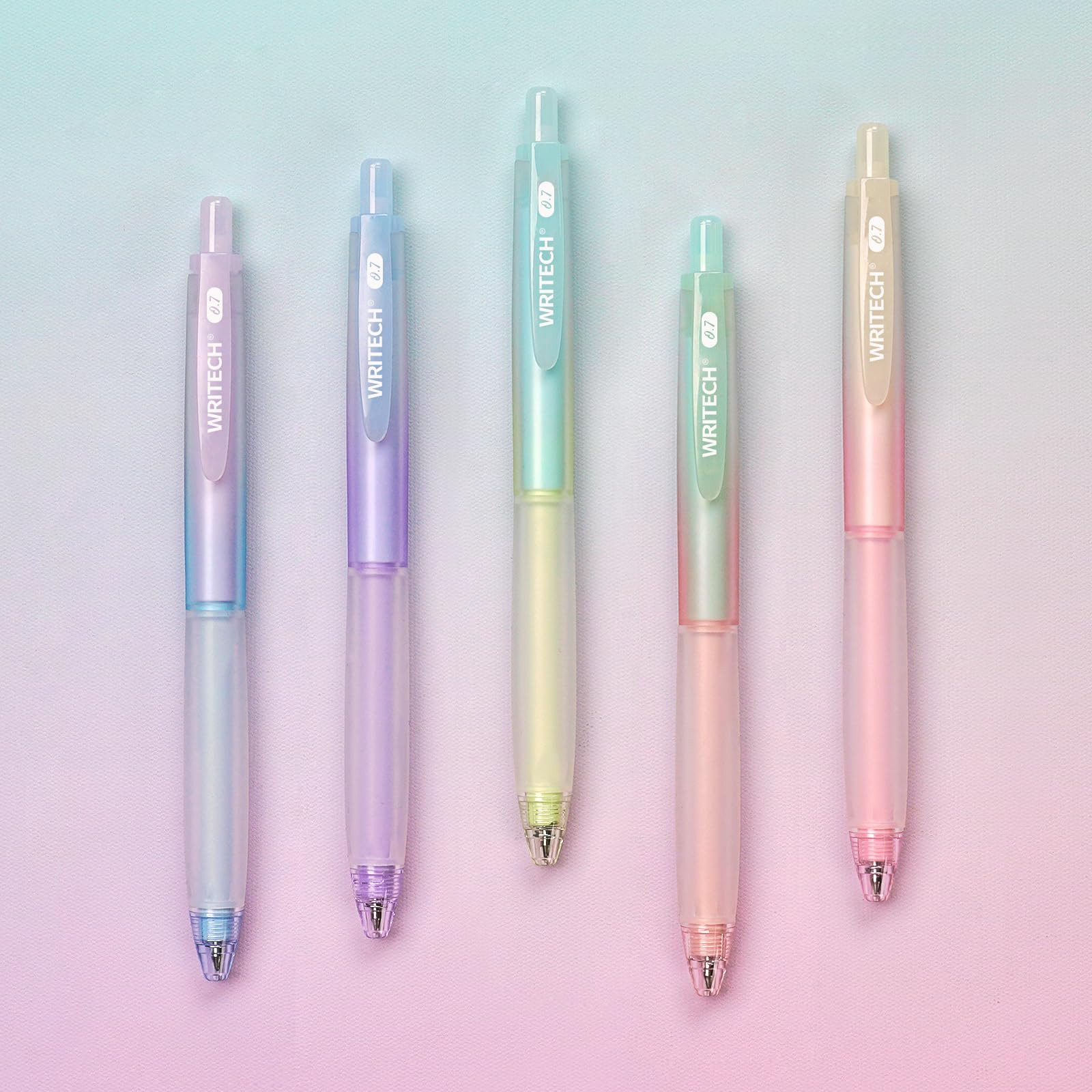 WRITECH Retractable Gel Ink Pens: 0.7mm Black-Ink Aesthetic Gradient Color Barrel Soft Grip Mediu... | Amazon (US)