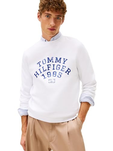 Tommy Hilfiger Men's Hilfiger Arch Sweatshirt, WHITE X-Small | Amazon (US)