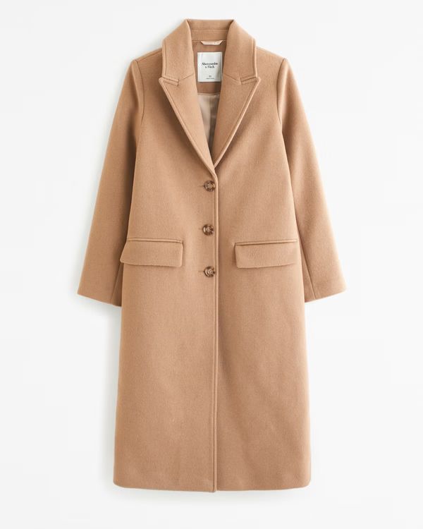 Wool-Blend Tailored Topcoat | Abercrombie & Fitch (US)