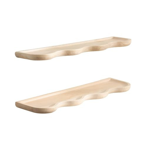 Kate and Laurel Alezar Modern Scalloped Mango Wood Floating Shelves, Set of 2, 24 x 6, Light Bleached Wood, Functional Wavy Bathroom and Kitchen Shelves for Storage and Display | Amazon (US)