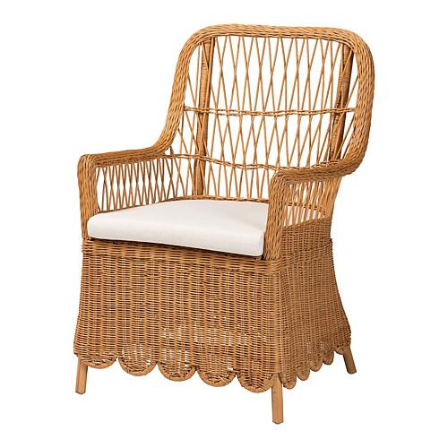 bali & pari bali & pari Teresa Bohemian Scalloped Rattan Arm Chair | HSN
