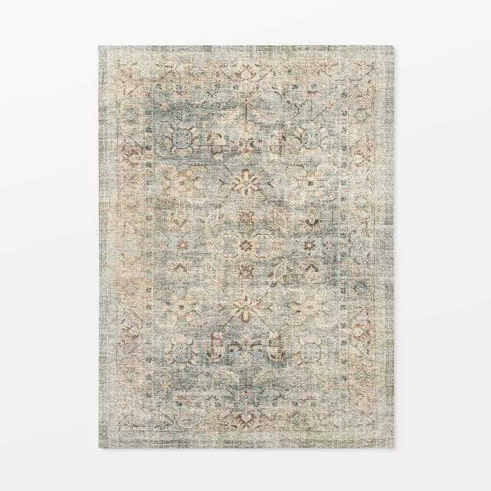 Ledges Digital Floral Print Distressed Persian Rug Green - Threshold™ designed by Studio McGee | Target