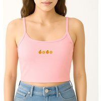 Embroidered Orange Fruit Crop Top Summer Cotton Spaghetti Strap Tank | Etsy (US)