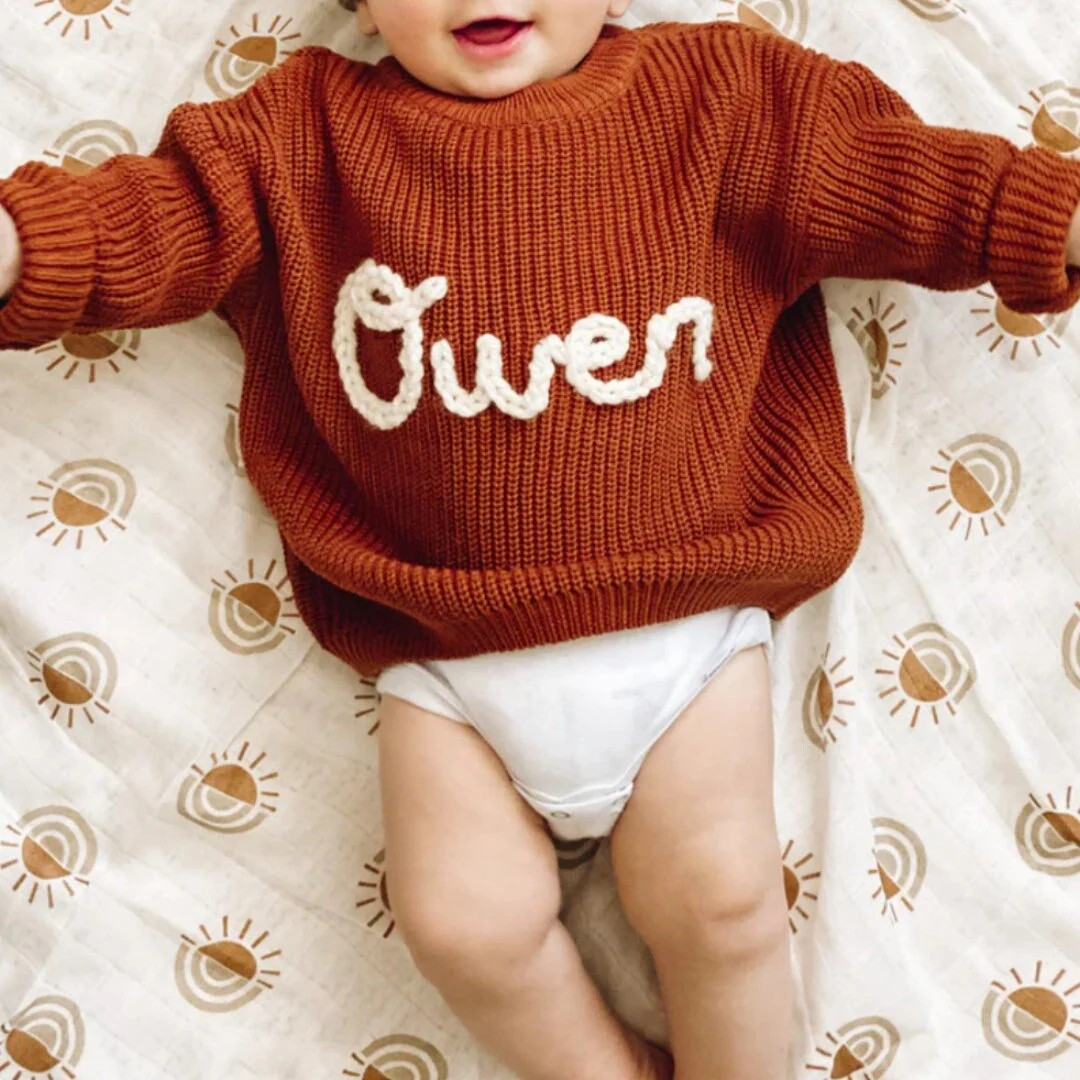 Personalized Baby Name Sweater Hand Embroidered Sweater - Etsy | Etsy (US)
