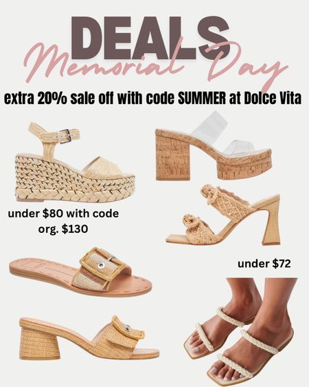 Dolce Vita Memorial Day sale 
20% off sale shoes. Y’all there are SO MANY cute finds! 
Memorial Day deals, Memorial Day sale, Sale alert, sandal sale, sandal deals, wedge, summer deals, summer fashion deals, summer shoes, summer sandals, wicker, platform sandals, heels, braided heels, wicker sandals, scalloped sandals, beach outfit, resort wear, travel outfit, vacation outfit 
#shoes #sale #sandals 

#LTKSaleAlert #LTKFindsUnder100 #LTKShoeCrush