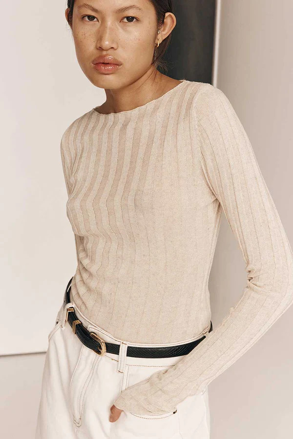 GOLDIE NATURAL LONG SLEEVE TOP | DISSH
