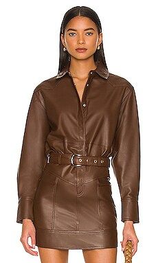 Camila Coelho Nelli Leather Blouse in Brown from Revolve.com | Revolve Clothing (Global)