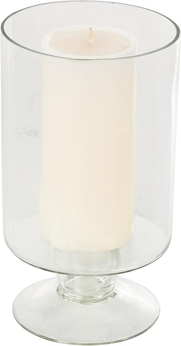 Deco 79 Glass Wide Candle Holder with Elevated Base, 5" x 5" x 9", Clear | Amazon (US)