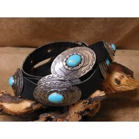 Vintage Sterling Silver Turquoise Concho Belt | Etsy (US)