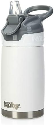 Nuby Thirsty Kids No Spill Flip-It Reflex Stainless Steel Travel Cup, 10 Oz, White | Amazon (US)