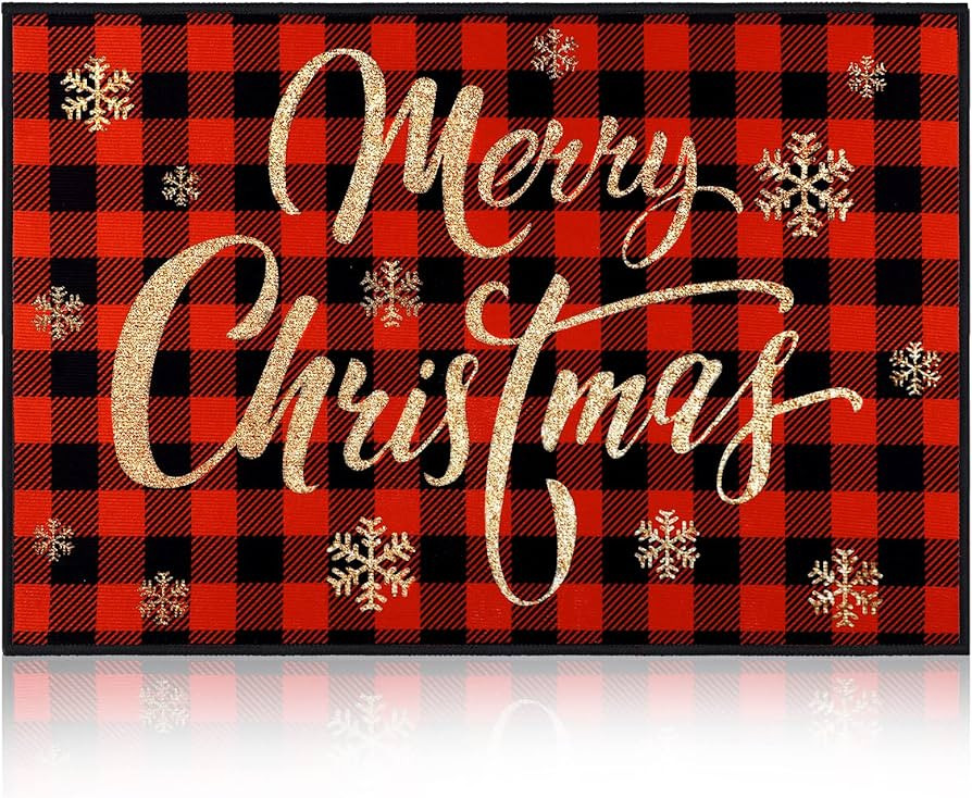 Minatee Christmas Doormat Merry Christmas Decorative Doormat Washable Non Slip Floor Rugs Black a... | Amazon (US)