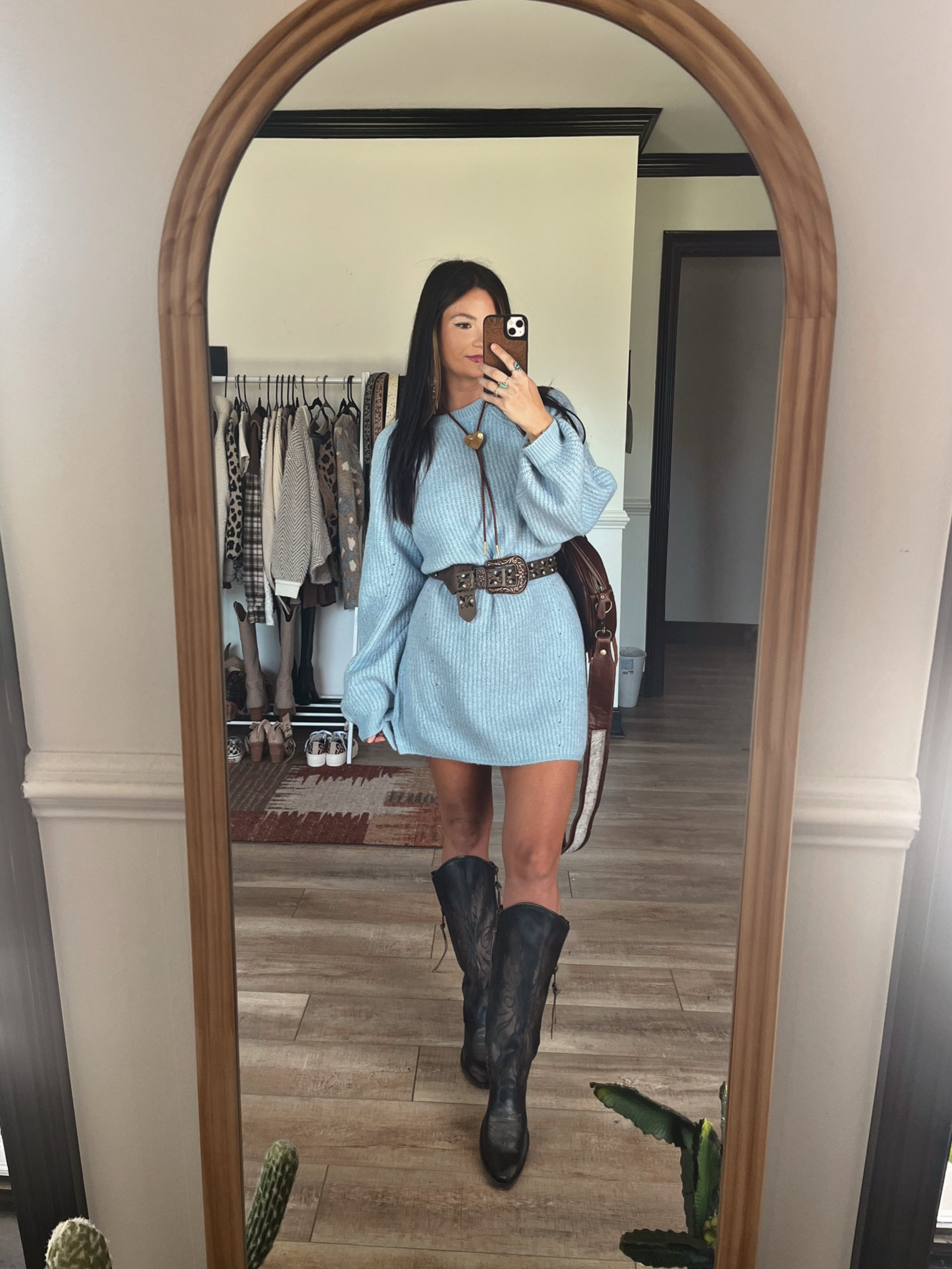 Sweater dress paired with western belt and accessories! Code LORIGRANGER to save on boots! Dress is on sale already 🥰

Rings - Turquoise Tuesday
Necklace - November Maker 

#LTKSeasonal #LTKShoeCrush #LTKSaleAlert