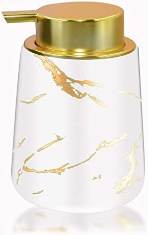 BECHOICEN Gold Dish Soap Dispenser for Kitchen Ceramics Hand Soap Dispenser with Marble Veins Lot... | Amazon (UK)