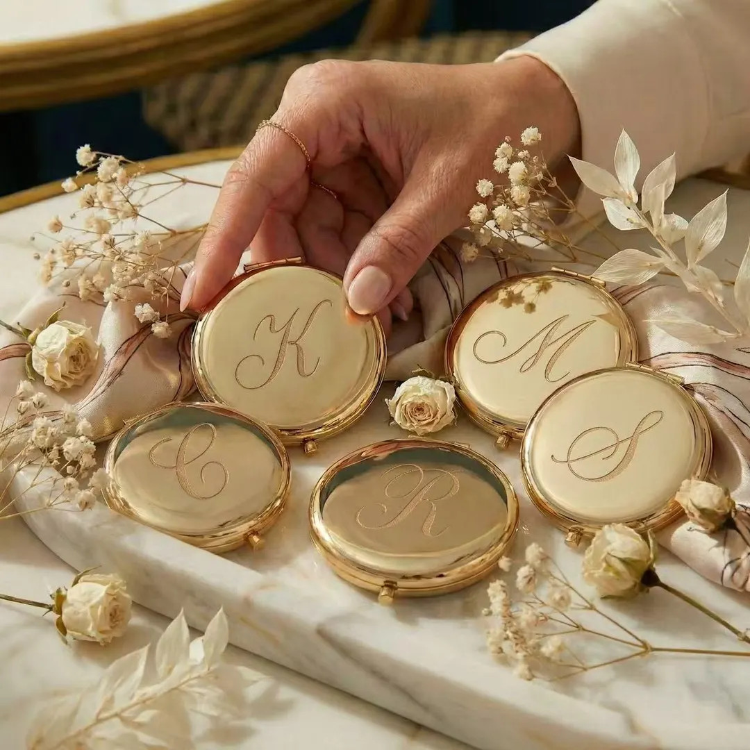 Personalized Compact Mirror with Name,Custom Engraved Gold Pocket Makeup Mirror,Bridesmaid Propos... | Etsy (US)