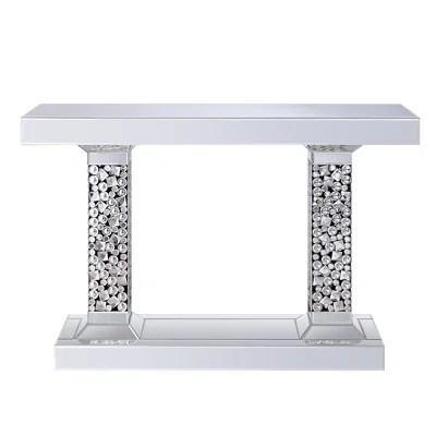 Mirrored & Faux Gems Console Table In Silver Color, 47"x14"x31", Luxury For Entryway And Living Room, Top Crystal Column, Construction Table, 47x14x31 | Wayfair North America