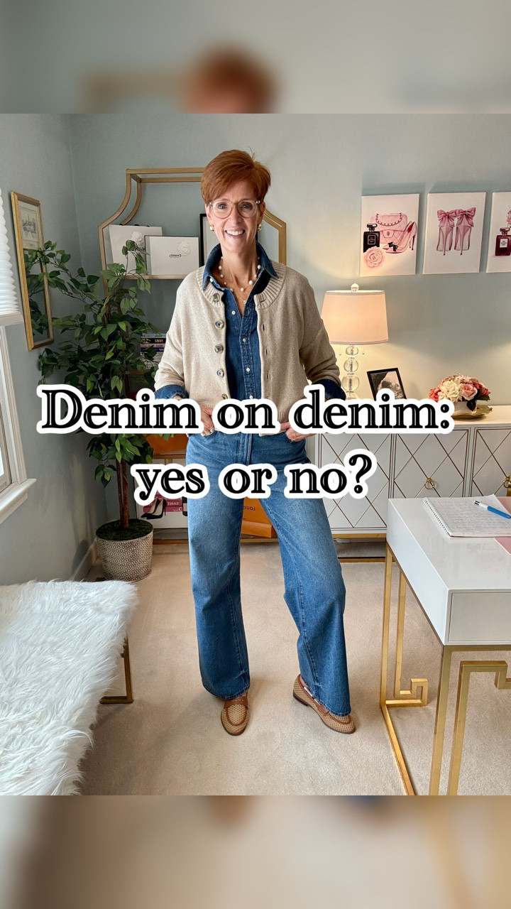 Denim on denim is one of those outfit combinations people seem to feel very strongly about… but I still think it works when the pieces feel relaxed, classic, and easy to wear in real life.

Want the links? Like, Follow & Comment SHOP and I’ll send links right to your DM.

For this outfit, I layered a denim shirt under a soft neutral cardigan, paired it with wide-leg jeans, and finished it with brown and raffia loafers. The mix of textures keeps it from feeling too heavy, and the softer neutral layer helps break up the denim just enough.

This is the kind of outfit I love because it feels casual, polished, and completely wearable — not fussy, not overstyled, just easy. 

Save this if you like outfit ideas built from pieces you probably already own, and send it to a friend who has opinions about denim on denim.

If this found you at the right time, you’re exactly who I create for. Come along for timeless outfits, tall-friendly finds, and everyday style that actually works.

#ClassicEverydayStyle�#DenimOnDenim�#WomenOver40Style�#tallwomenstyle

#LTKTall #LTKOver40 #LTKootd