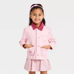 Toddler Girls' Strawberry Embroidered Denim Jacket - Cat & Jack™ Pink 18M | Target