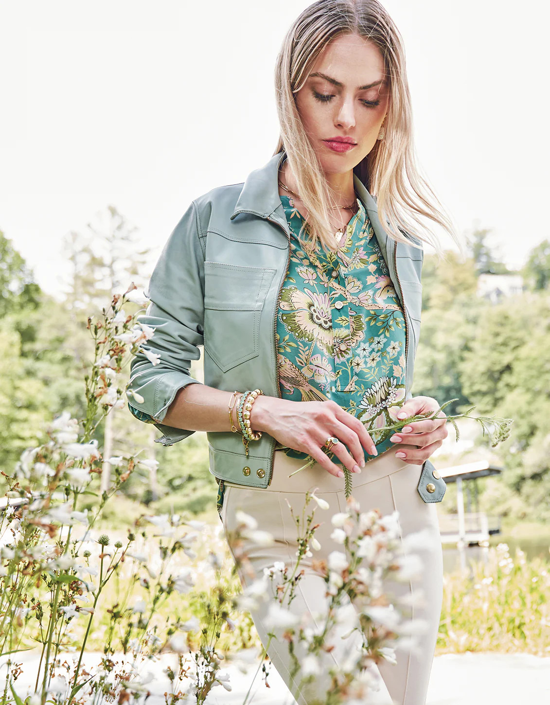 Hayden Burnished Leather Jacket Spartina Sea Foam | Spartina 449