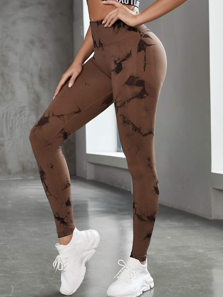 Seamless Wide Band Waist Tie Dye Sports Leggings | SHEIN