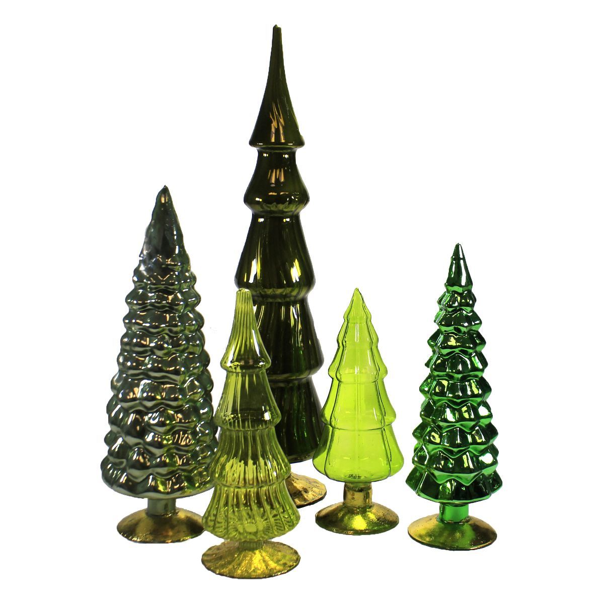 Christmas 17.0" Green Hues Glass Trees Set / 5 Decorate Mantle Christmas Decor Cody Foster  -  De... | Target