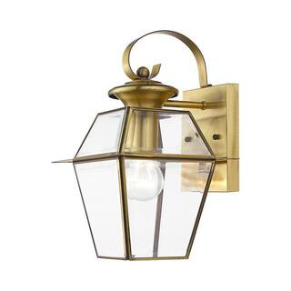 Ainsworth 1 Light Antique Brass Outdoor Wall Sconce | The Home Depot