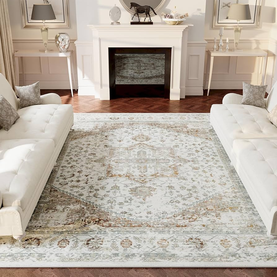 koorlian Vintage Area Rug, 8' x 10' Large Soft Non Slip Turkish Office Carpet for Bedroom Living ... | Amazon (US)