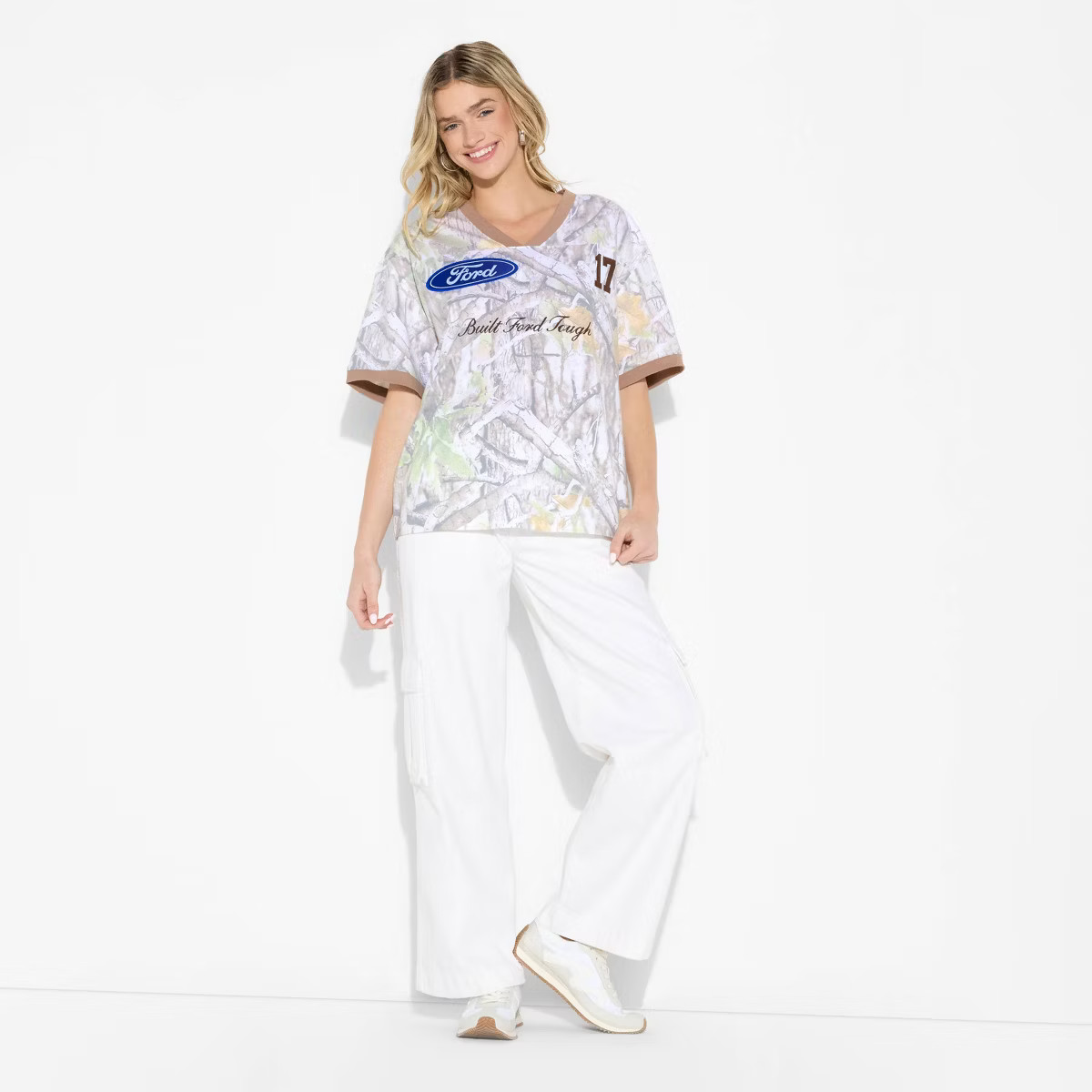 Women's Camo Ford Oversized Short Sleeve Graphic T-Shirt - Camouflage S | Target