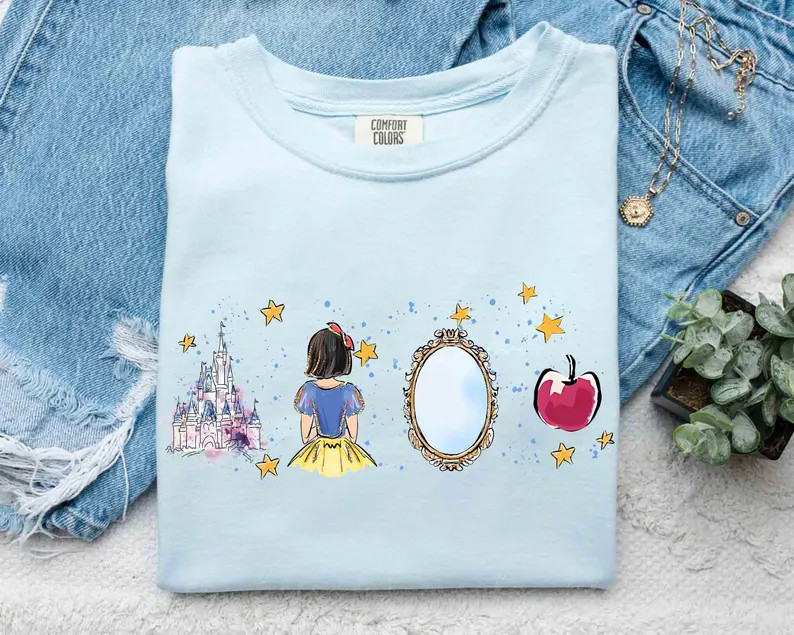 Watercolor Disney Snow White Princess T-Shirt, Snow White and the Seven Dwarfs Tee, Just One Bite... | Etsy (US)