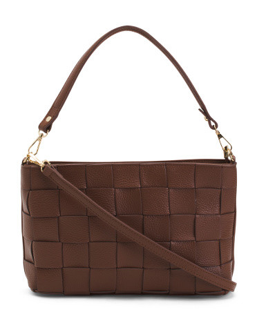 Made In Italy Leather Woven Front Flat Crossbody | TJ Maxx