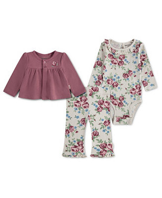 Baby Girls' Babywear Long-Sleeve Cardigan, Bodysuit and Pants, 3-Piece Set | Macy's