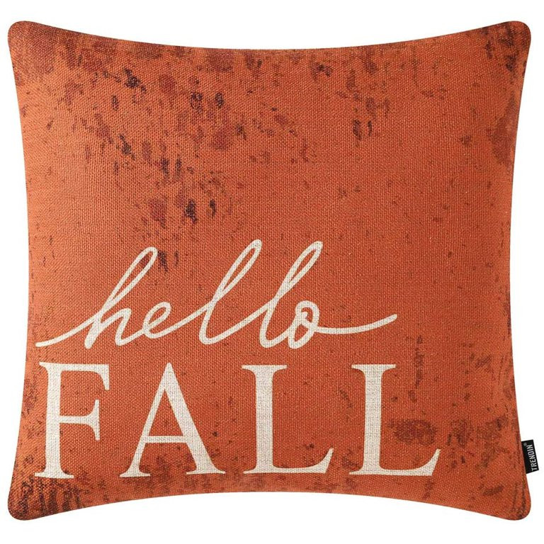 TRENDIN Fall Decorations Orange Hello Fall Pillow Cover 18x18 inch Autumn Decor Thanksgiving Thro... | Walmart (US)
