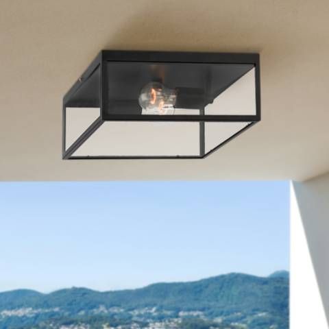 Titan 12" Wide Matte Black Square Indoor-Outdoor Ceiling Light - #84H54 | Lamps Plus | Lamps Plus