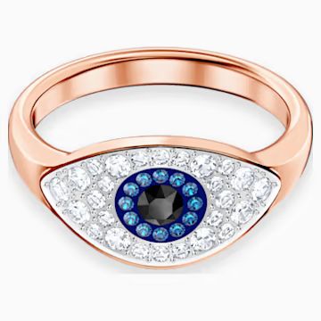 Swarovski Symbolic Evil Eye Ring, Blue, Rose-gold tone plated | Swarovski (US)