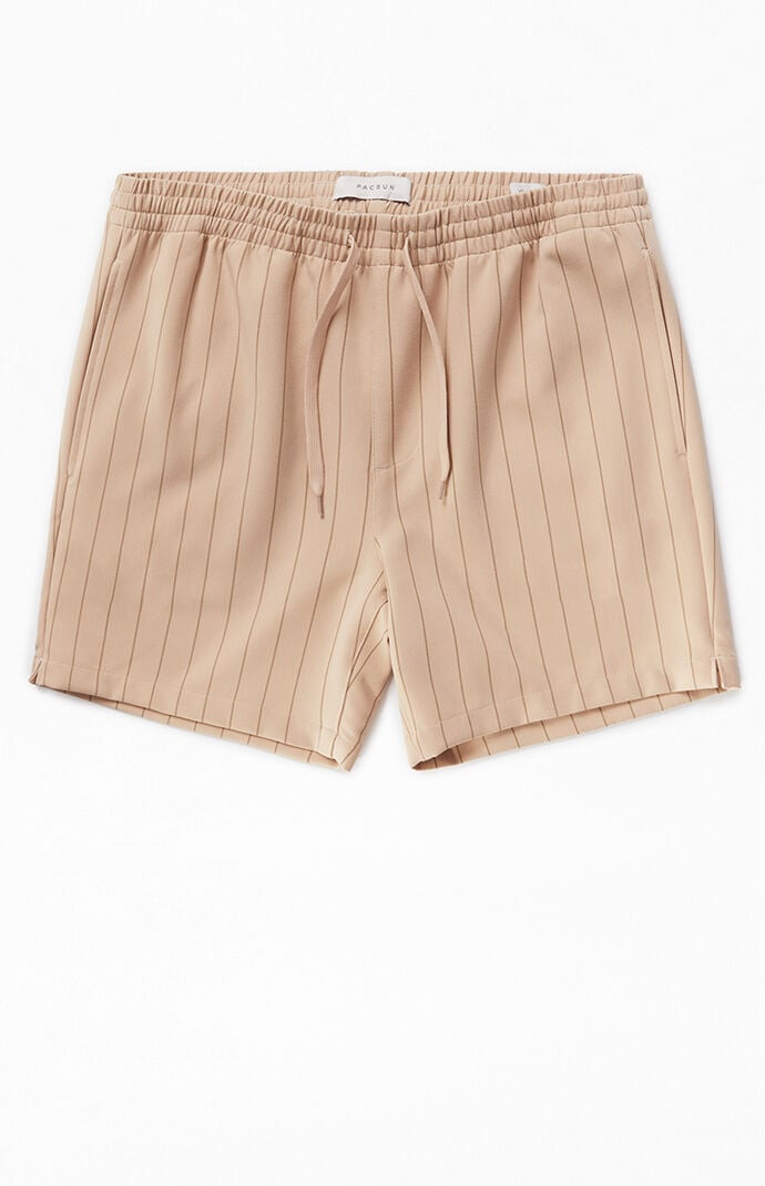 Men's Tan Striped Volley Shorts - Size Small | PacSun
