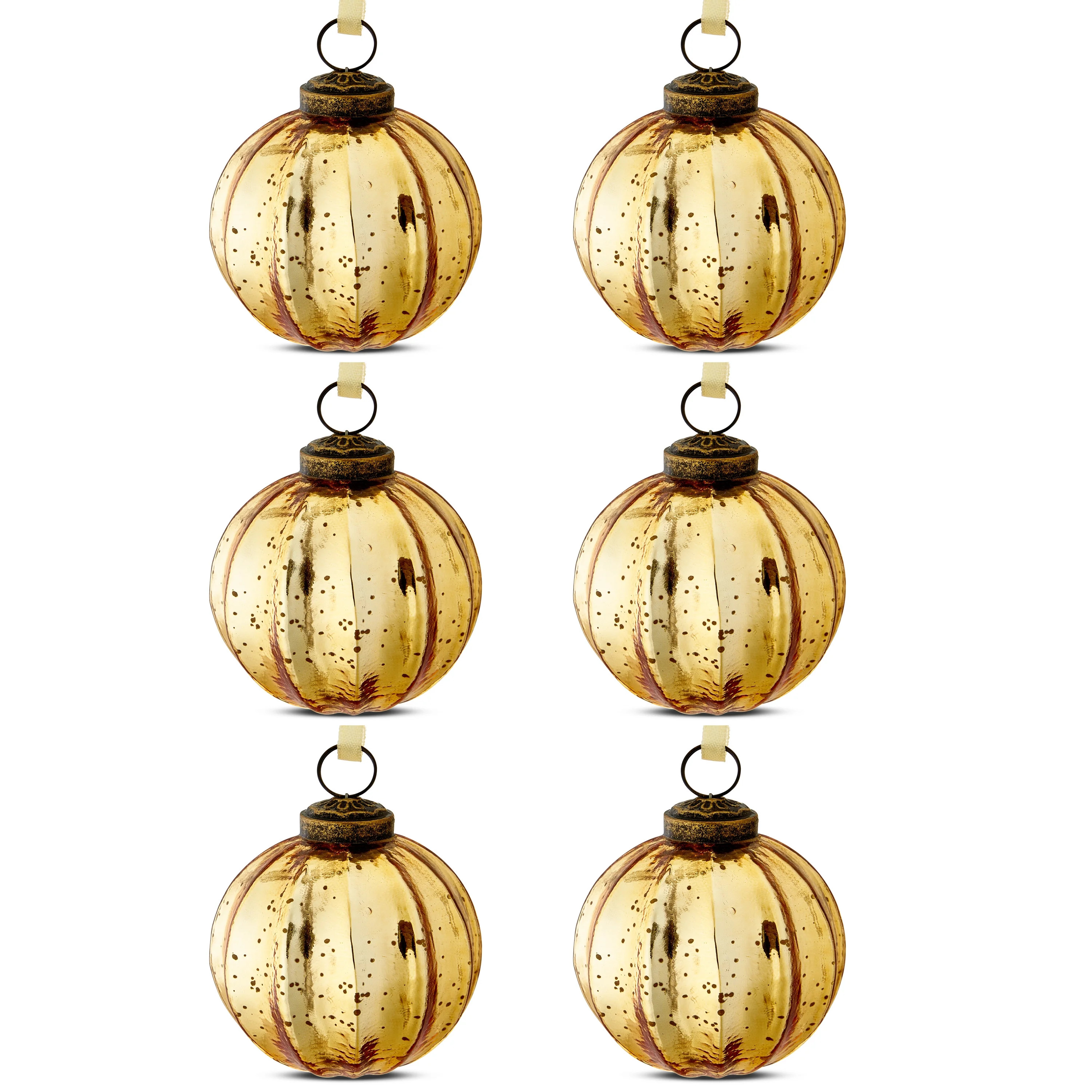 Gold Glass Ball Christmas Hanging Ornaments, 3 inch, 6 Count, by Holiday Time - Walmart.com | Walmart (US)