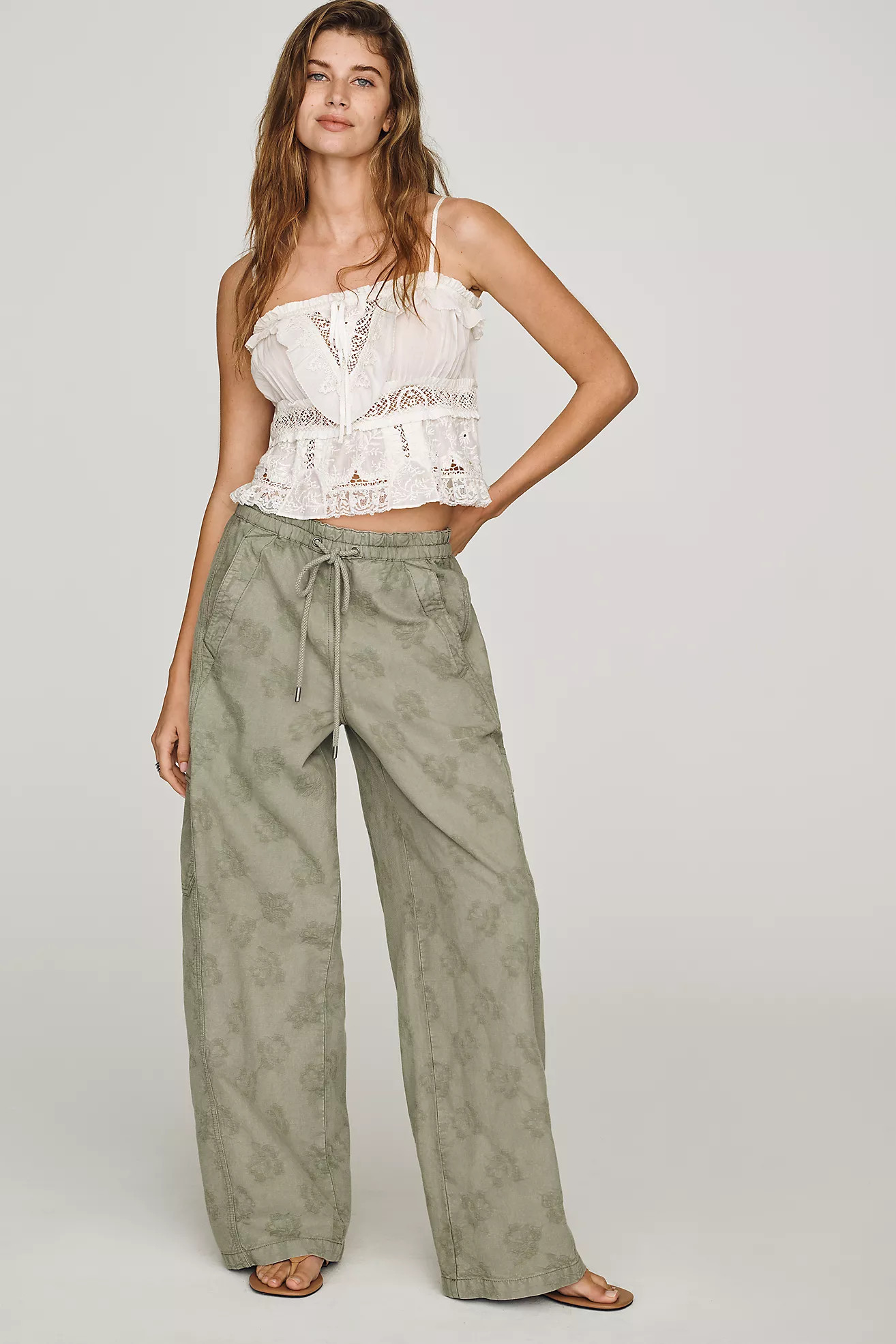 Pilcro Izzie Relaxed Pull On Full Length Barrel Pants | Anthropologie (US)