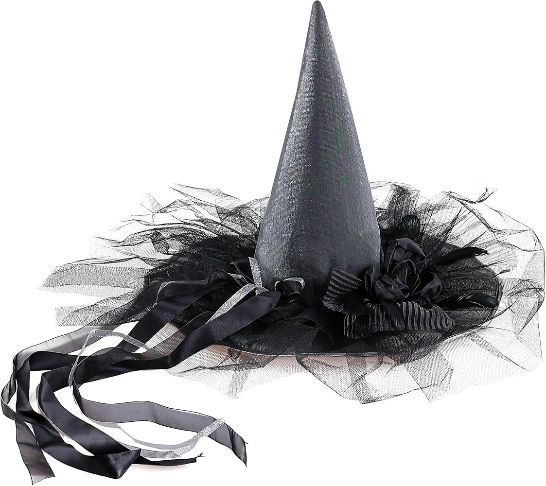 Halloween Witch Hat-Classic Black Felt Hat for Women, Girls, Party Costume Accessory(LED Glowing ... | Amazon (US)