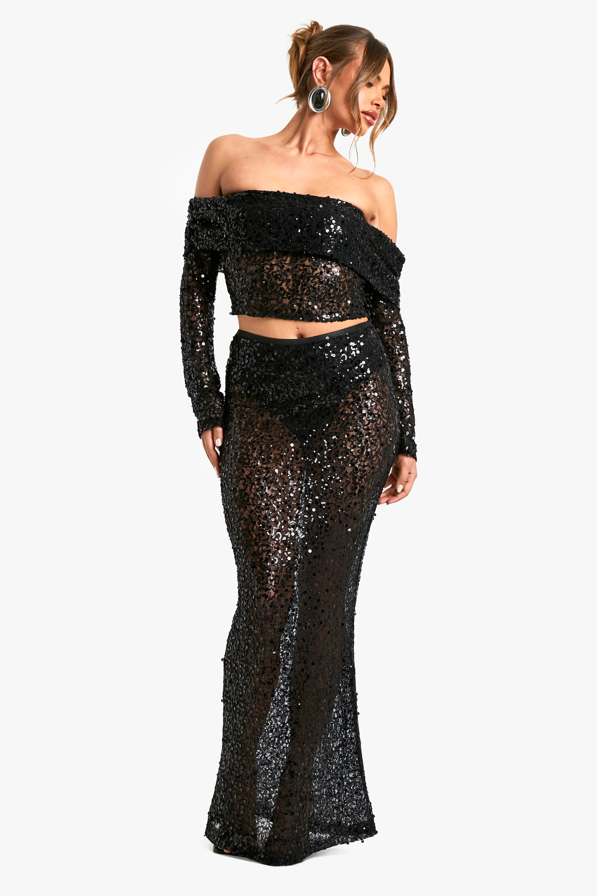 Sequin Beaded Lace Maxi Skirt | Boohoo.com (UK & IE)