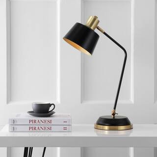 Rochelle 23 in. Black/Brass Gold Metal Task Lamp | The Home Depot