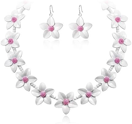BriLove Unique Chic Flower Cluster Statement Necklace Dangle Earrings Jewelry Set for Women Costu... | Amazon (US)