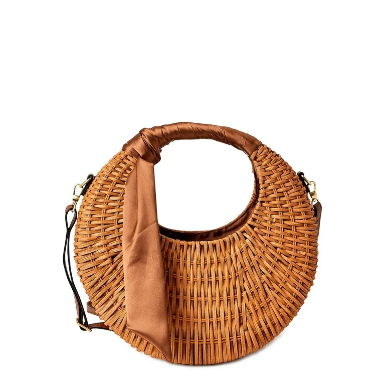 Scoop Women's Large Straw Crescent Crossbody Bag | Walmart (US)