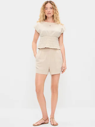 High-Waisted Linen-Blend Shorts -- 3.5-inch inseam | Old Navy (CA)