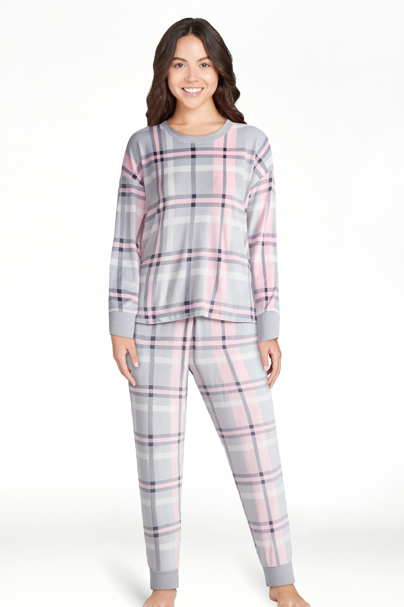 Joyspun Women’s Stretch Velour Long Sleeve Top, Pants, and Socks Pajama Set, 3-Piece, Sizes XS-... | Walmart (US)