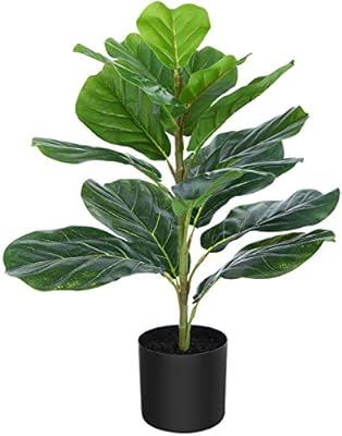 CROSOFMI Artificial Mini Fiddle Leaf Fig Tree 22 Inch Fake Ficus Lyrata Plant with 15 Leaves Faux... | Amazon (US)