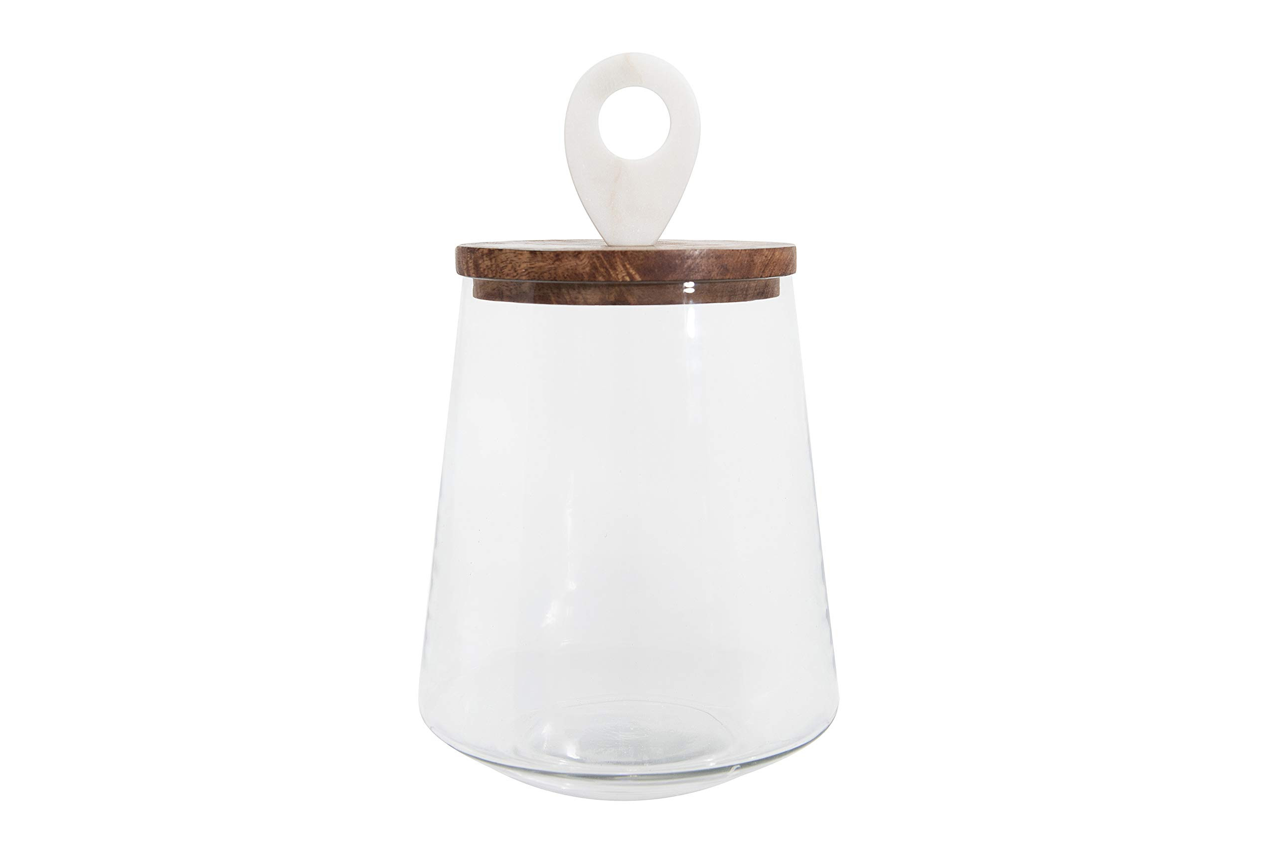 Small Clear Glass Jar with Mango Wood & Marble Lid | Amazon (US)