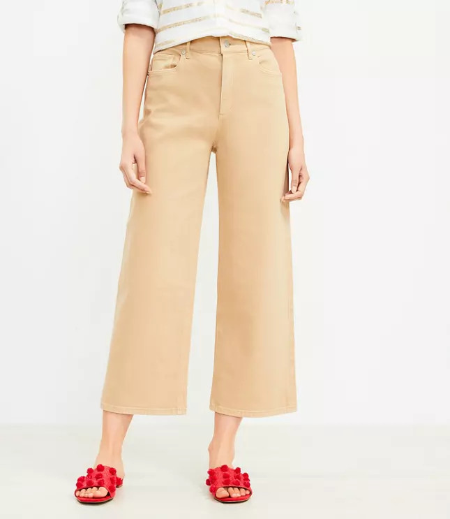 Petite High Rise Wide Leg Crop Jeans | LOFT