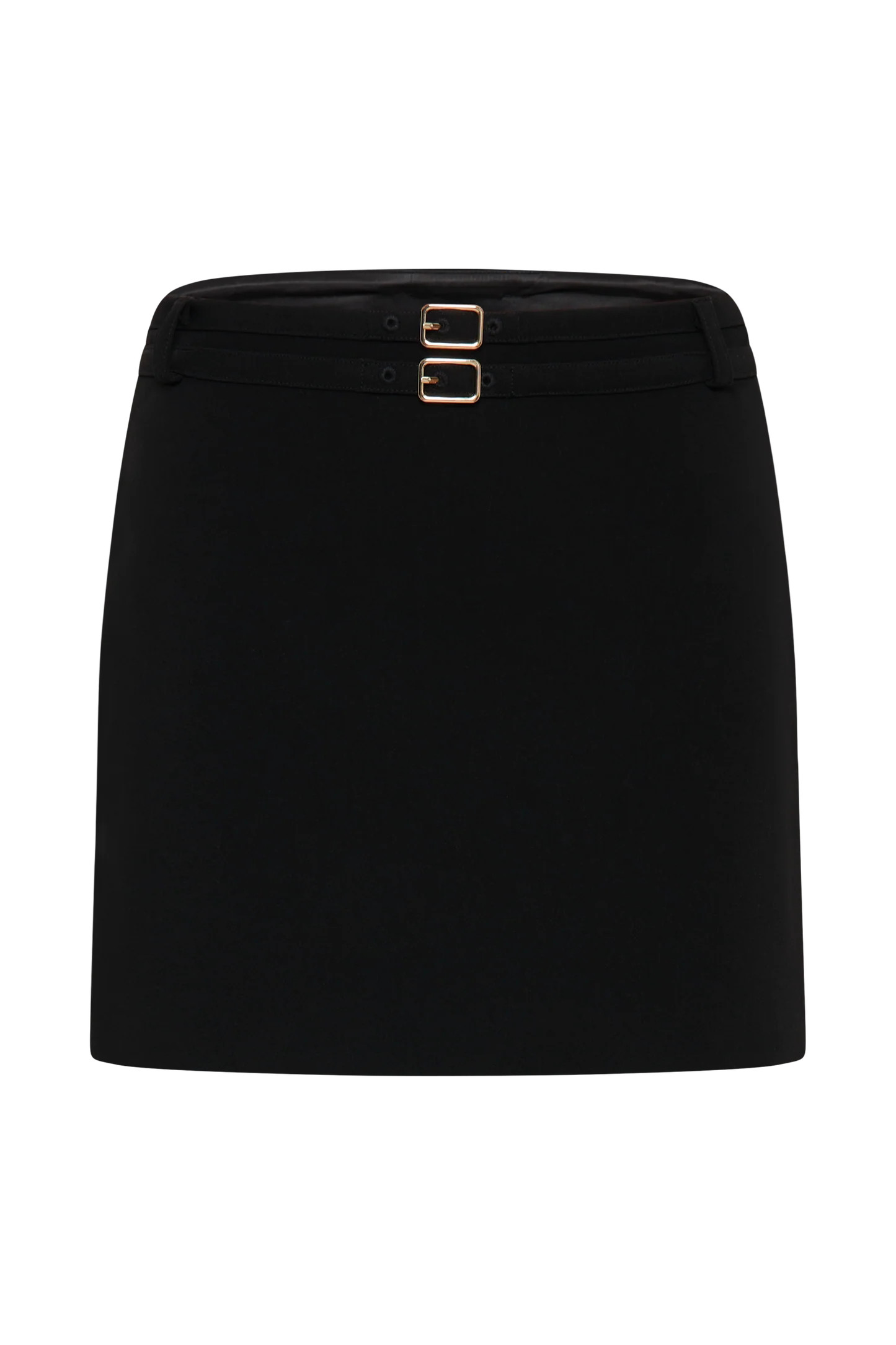 Suiting Mini Skirt With Buckle - Black | MESHKI US
