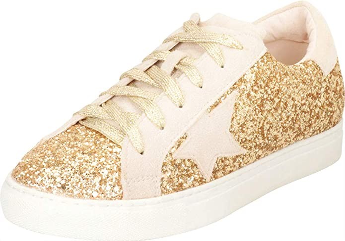 Cambridge Select Women's Low Top Round Toe Star Lace-Up Fashion Sneaker | Amazon (US)