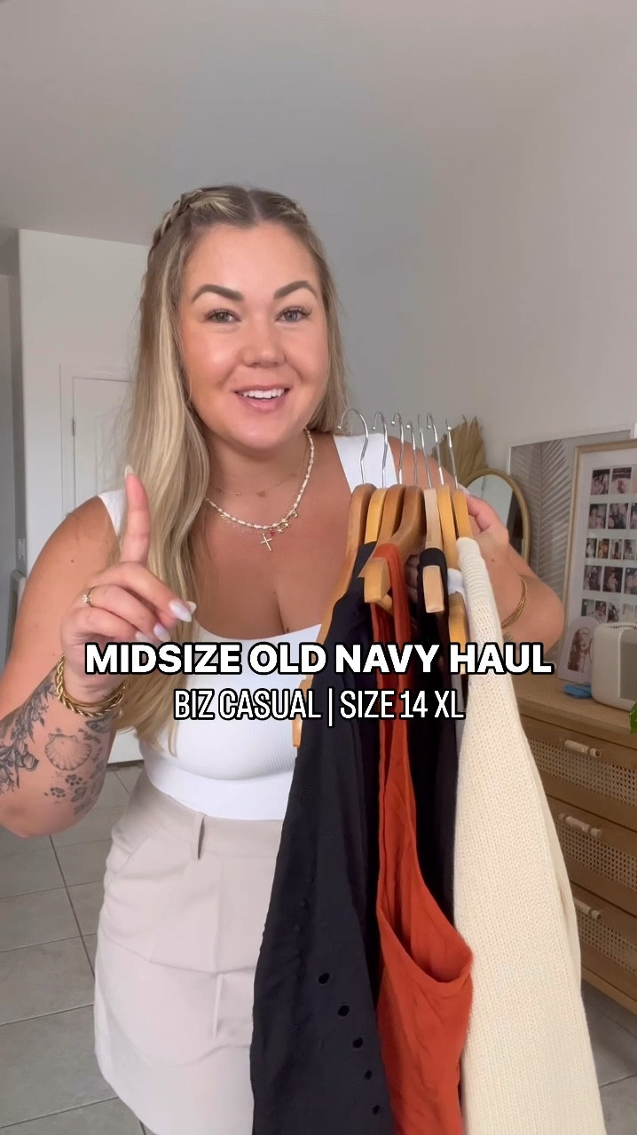 Old navy has some really great pieces to build a business wardrobe for affordable prices! Everything comes in multiple colors 🌈 
📏 I’m 5’4” / 32 pant / size 14 / XL
📏 tops size xl
📏 bottoms size xl
📏 sweater size xl

#LTKWorkwear #LTKFindsUnder50 #LTKMidsize