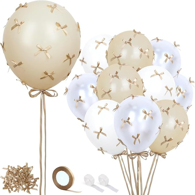 Bow Balloons, 32Pcs 18" 12" Balloons & 100Pcs Mini Satin Ribbon Bows, DIY Bow Party Balloons for ... | Amazon (US)